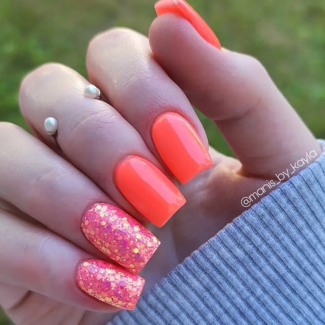 Hot Orange Sexy Spice Girl Leopard Black Gold Glitter Powder Luxury Long  Almond Fake Nail Tips Press on Finished False Art Nails - AliExpress